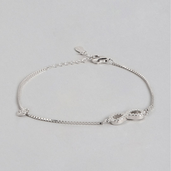 Infinite Love Rhodium Plated 925 Silver Infinity Bracelet (Adjustable)