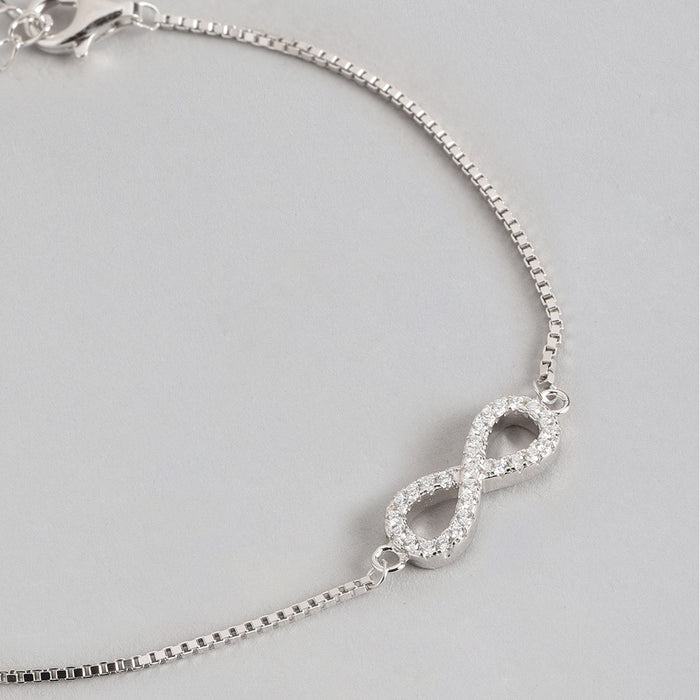 Infinite Love Rhodium Plated 925 Silver Infinity Bracelet (Adjustable)