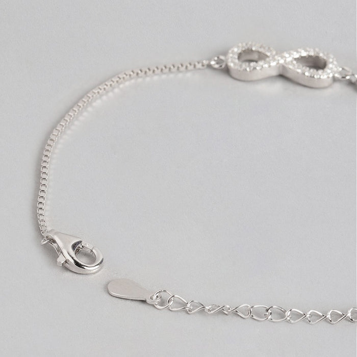 Infinite Love Rhodium Plated 925 Silver Infinity Bracelet (Adjustable)
