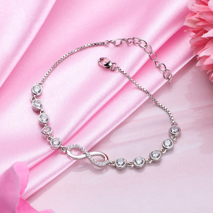 925 Sterling Silver Infinite Radiance Cascade Rhodium-Plated 925 Sterling Silver Bracelet for Women – Zavya
