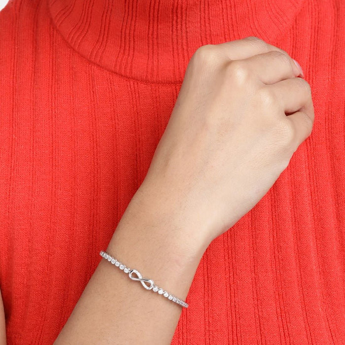 Infinite Radiance Cubic Zirconia Rhodium-Plated 925 Sterling Silver Bracelet