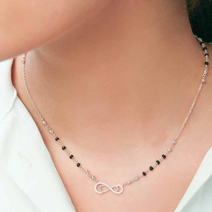 Infinite Radiance CZ Rhodium-Plated 925 Sterling Silver Mangalsutra
