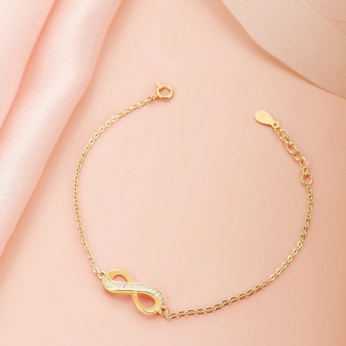 Infinite Radiance Gold-Plated 925 Sterling Silver Infinity Bracelet