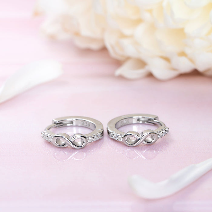Infinite Radiance Loops Rhodium-Plated 925 Sterling Silver Hoops
