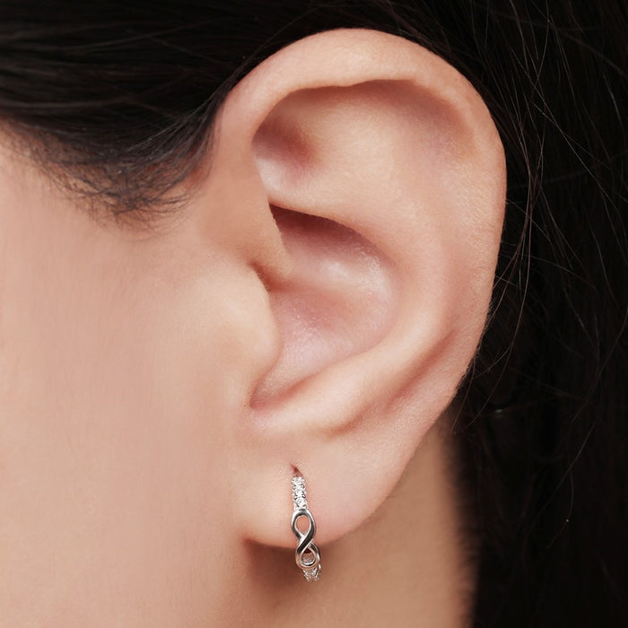 Infinite Radiance Loops Rhodium-Plated 925 Sterling Silver Hoops