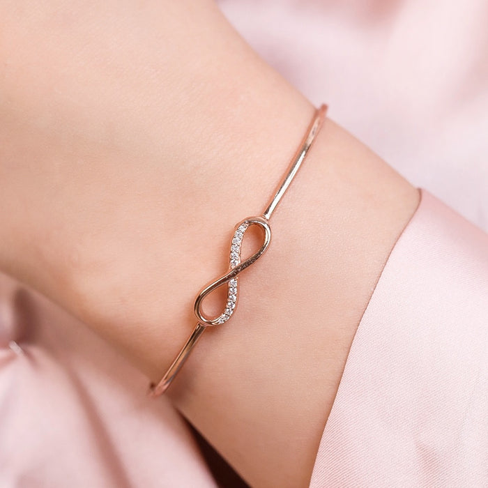 Infinite Radiance Rose Gold 925 Sterling Silver Adjustable Bracelet