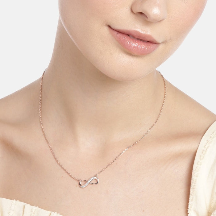 Infinite Rose Gold Dreams CZ 925 Sterling Silver Infinity Necklace