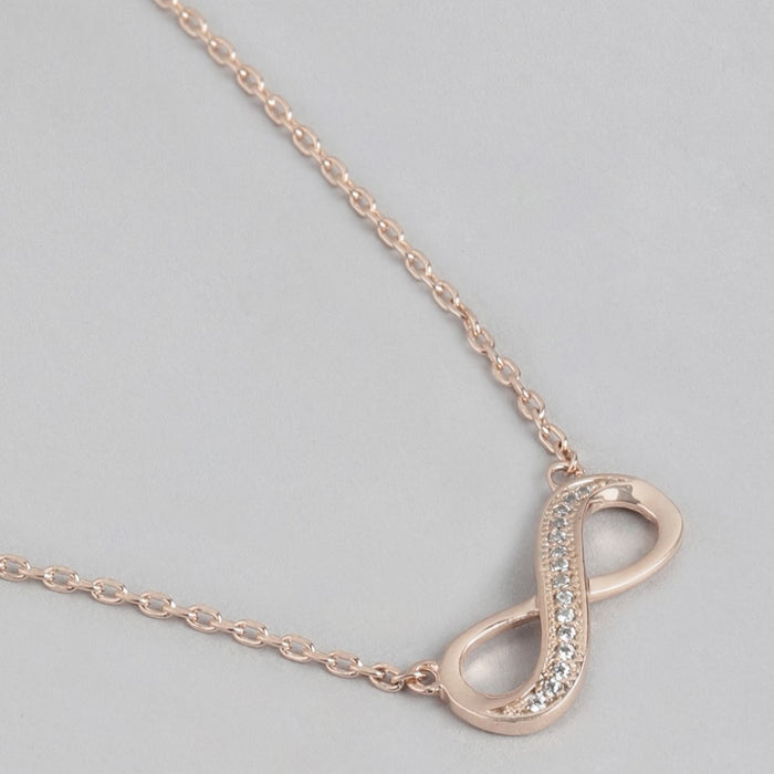 Infinite Rose Gold Dreams CZ 925 Sterling Silver Infinity Necklace