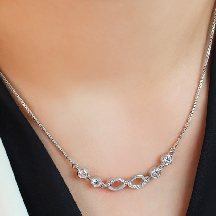 Infinite Sparkle Rhodium-Plated 925 Sterling Silver Necklace