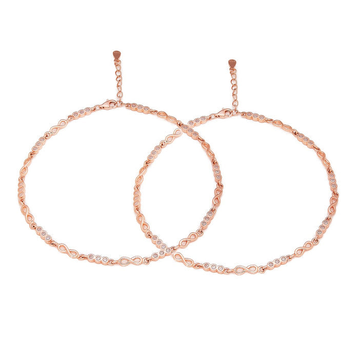 Infinite Sparkle Rose Gold-Plated 925 Sterling Silver Anklet
