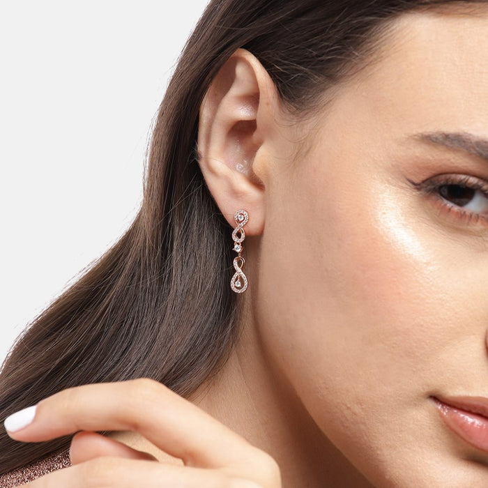 Infinite Sparkle Rose Gold-Plated 925 Sterling Silver Stud Earrings