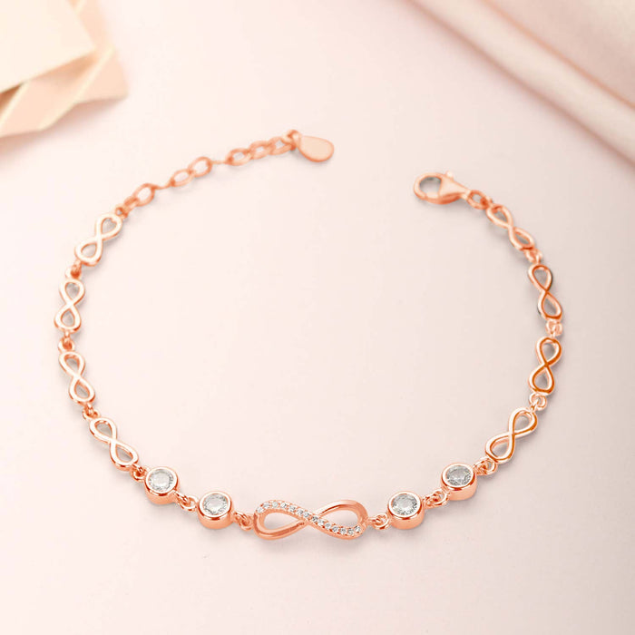 Infinity 925 Silver Rose Gold Plated Bracelet