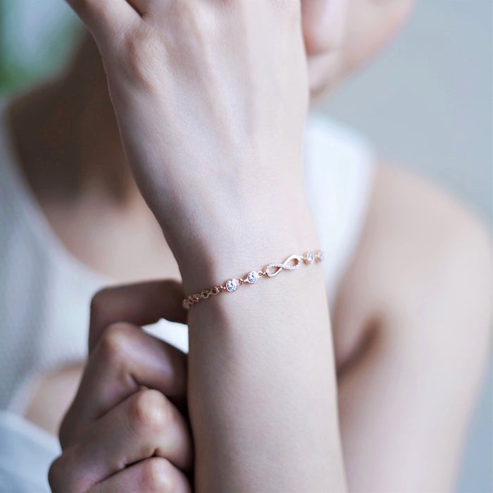 Infinity 925 Silver Rose Gold Plated Bracelet
