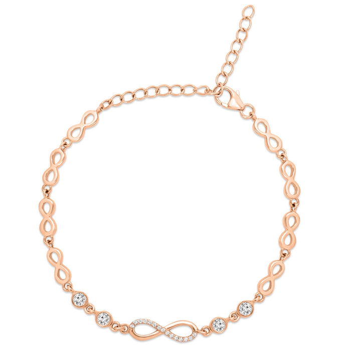 Infinity 925 Silver Rose Gold Plated Bracelet