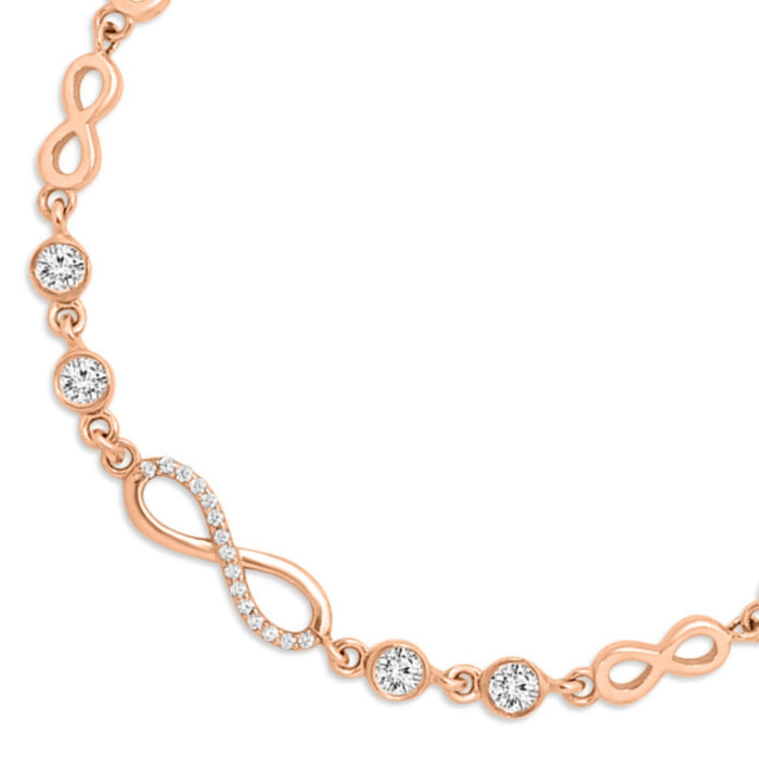 Infinity 925 Silver Rose Gold Plated Bracelet