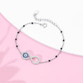 Infinity Amulet Rhodium Plated 925 Silver Evil Eye Bracelet (Adjustable)