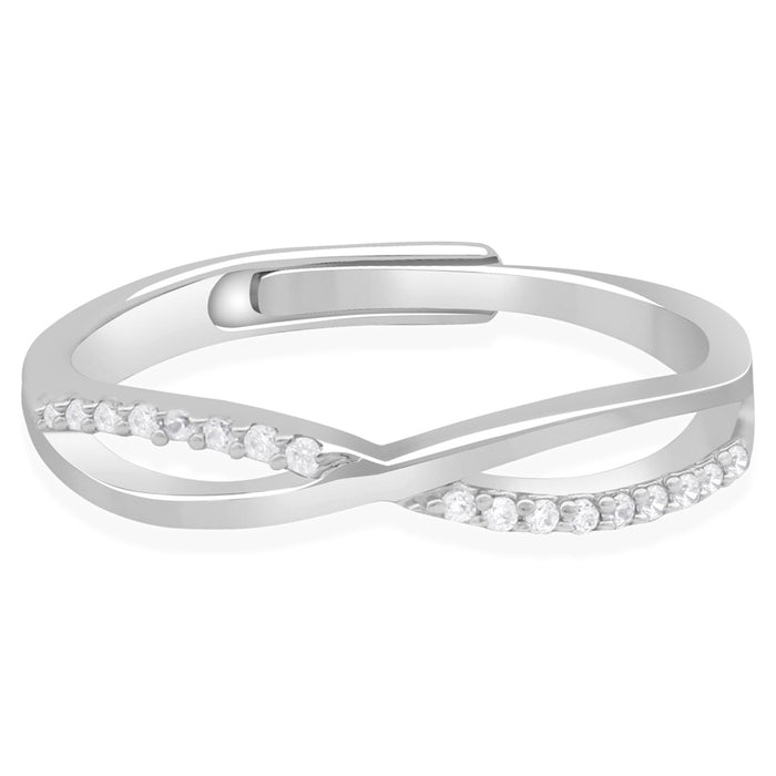 Women's adjustable 925 Sterling Silver infinity couple ring with a sparkling criss-cross open band – Zavya