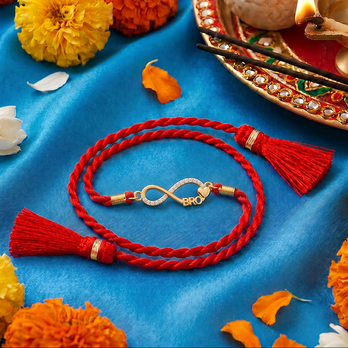 Infinity Bro Gold Plated Silver Rakhi (Zavya Signature)