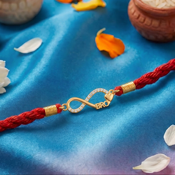 Infinity Bro Gold Plated Silver Rakhi (Zavya Signature)