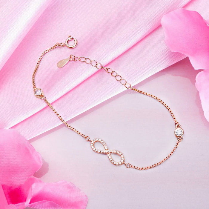 Infinity Celestial Brilliance CZ Rose Gold Plated 925 Sterling Silver Bracelet