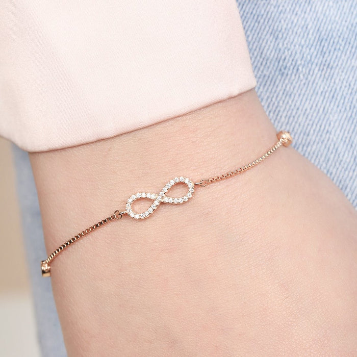 Infinity Celestial Brilliance CZ Rose Gold Plated 925 Sterling Silver Bracelet