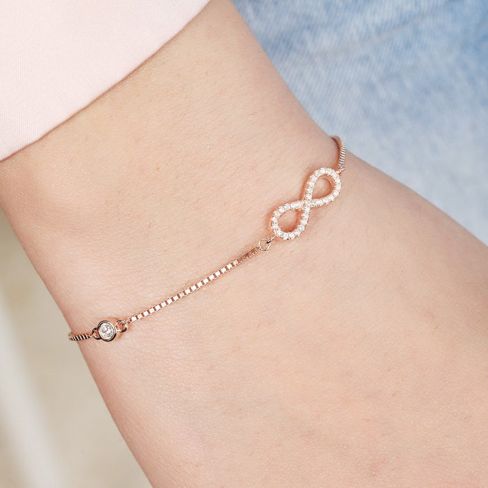 Infinity Celestial Brilliance CZ Rose Gold Plated 925 Sterling Silver Bracelet