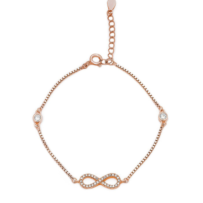 Infinity Celestial Brilliance CZ Rose Gold Plated 925 Sterling Silver Bracelet