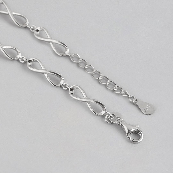 Infinity Charm Evil Eye-CZ Rhodium-Plated 925 Sterling Silver Bracelet