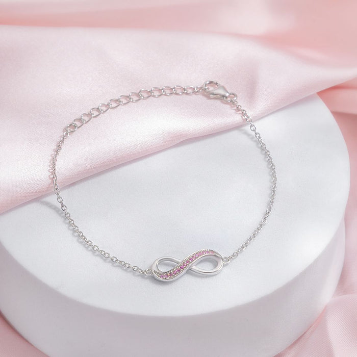 925 Sterling Silver Infinity Charm Rhodium Plated 925 Sterling Silver Bracelet for Women – Zavya
