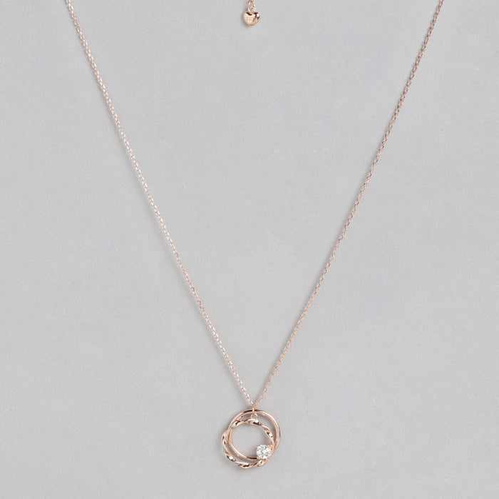 Infinity Circles Rose Gold Plated 925 Sterling Silver CZ Necklace