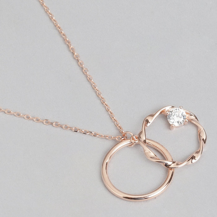 Infinity Circles Rose Gold Plated 925 Sterling Silver CZ Necklace