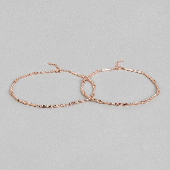 Infinity Cubic Zirconia Rose Gold Plated 925 Sterling Silver Anklet