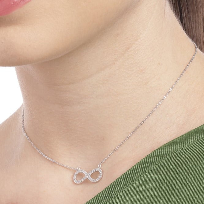 Infinity CZ 925 Sterling Silver Necklace