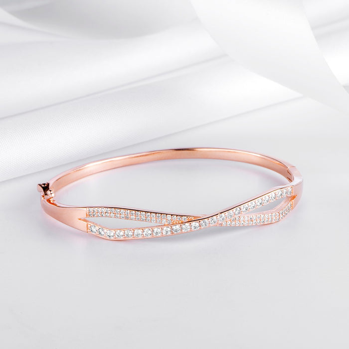 Infinity CZ Rose Gold Plated 925 Sterling Silver Kada Bracelet