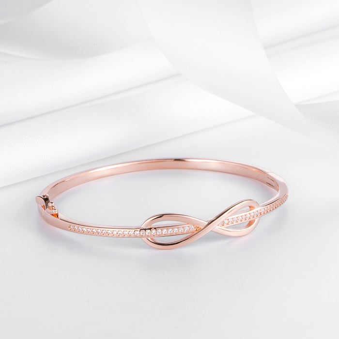 Infinity CZ Rose Gold Plated 925 Sterling Silver Kada Bracelet