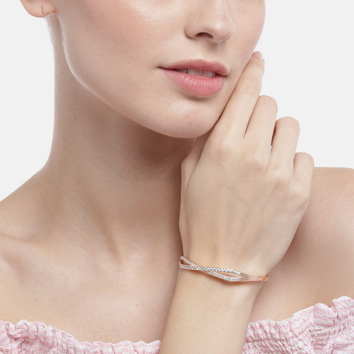 Infinity CZ Rose Gold Plated 925 Sterling Silver Kada Bracelet
