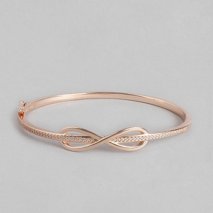Infinity CZ Rose Gold Plated 925 Sterling Silver Kada Bracelet