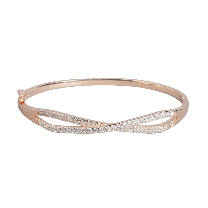 Infinity CZ Rose Gold Plated 925 Sterling Silver Kada Bracelet