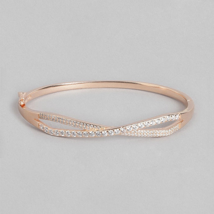 Infinity CZ Rose Gold Plated 925 Sterling Silver Kada Bracelet