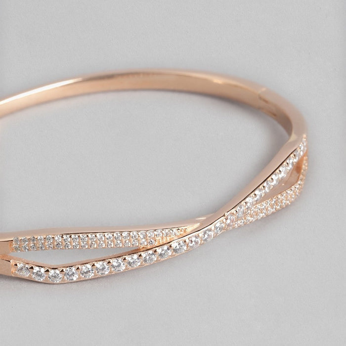 Infinity CZ Rose Gold Plated 925 Sterling Silver Kada Bracelet