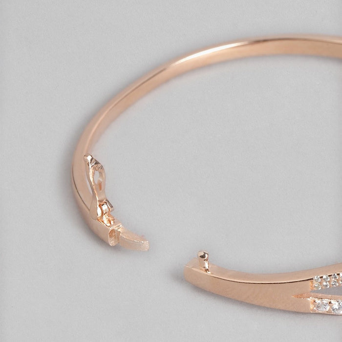 Infinity CZ Rose Gold Plated 925 Sterling Silver Kada Bracelet