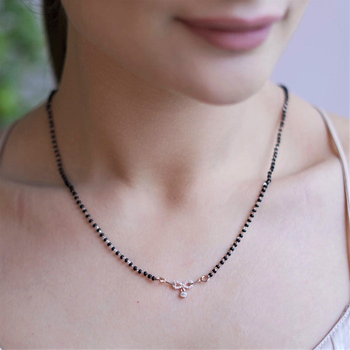 Infinity CZ Rose Gold Plated 925 Sterling Silver Mangalsutra