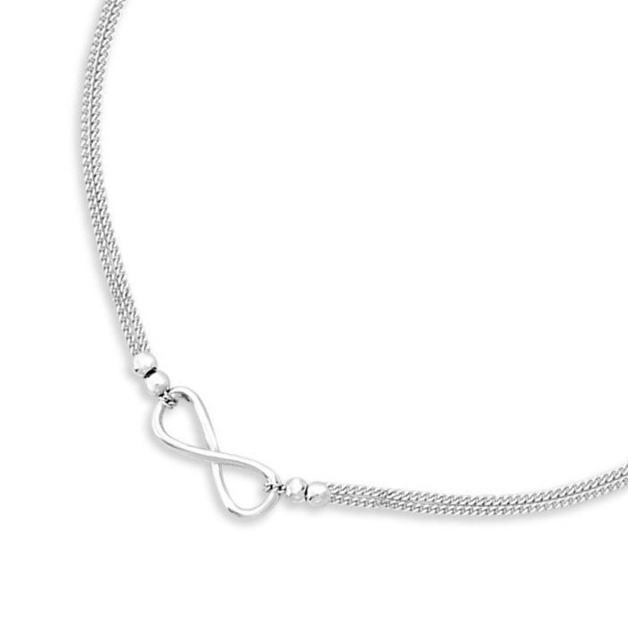 Infinity Dual Chain  Rhodium Plated 925 Sterling Silver Anklet