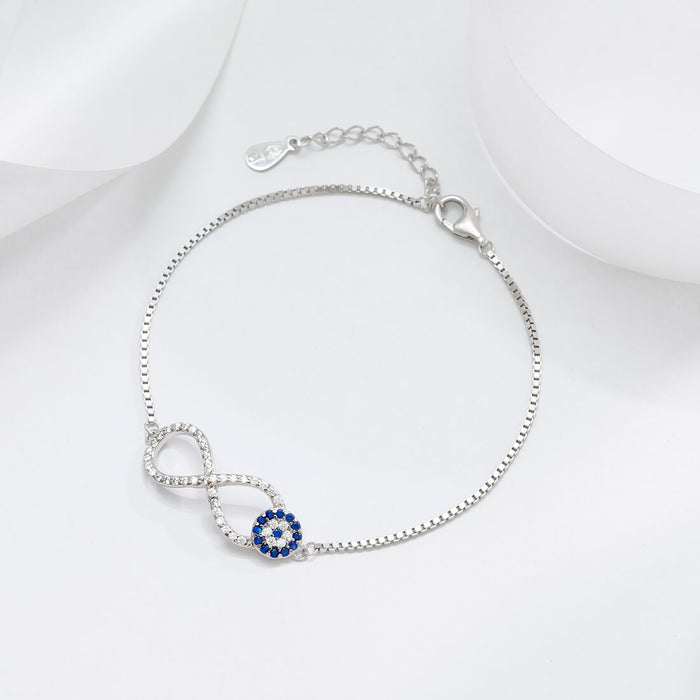 Infinity Evil Eye 925 Silver Rhodium Plated Bracelet