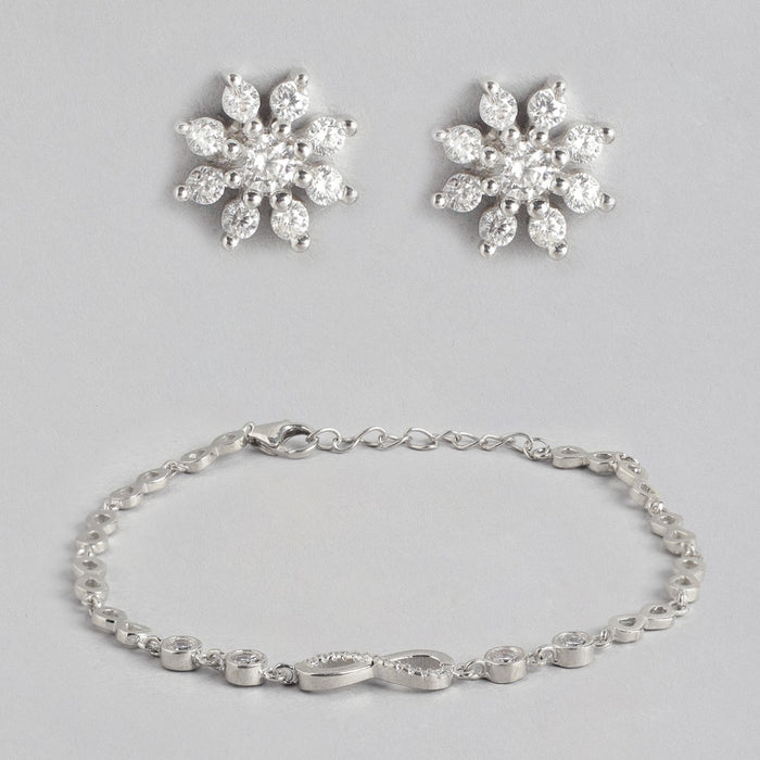 Infinity Floral Rhodium Plated 925 Sterling Silver Jewellery Combo