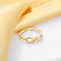 Infinity Glamour Gold-Plated Sterling Silver Ring with Cubic Zirconia (Adjustable)