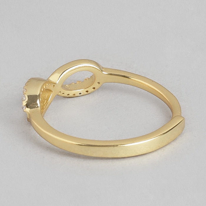 Infinity Glamour Gold-Plated Sterling Silver Ring with Cubic Zirconia (Adjustable)