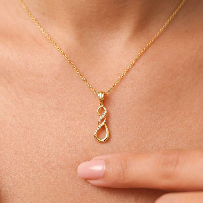 Infinity Grace Gold Plated 925 Silver Pendant with Link Chain