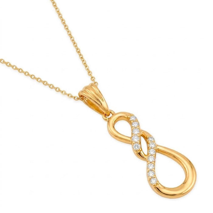 Infinity Grace Gold Plated 925 Silver Pendant with Link Chain
