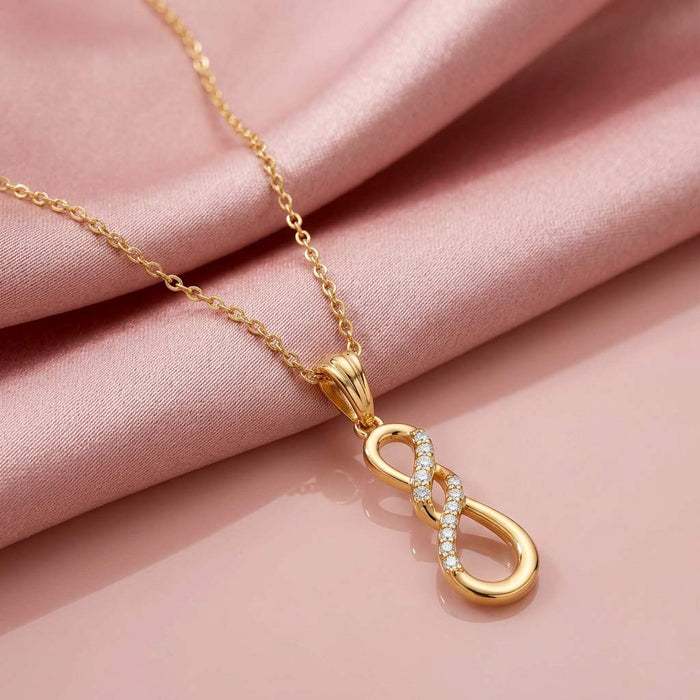 Infinity Grace Gold Plated 925 Silver Pendant with Link Chain